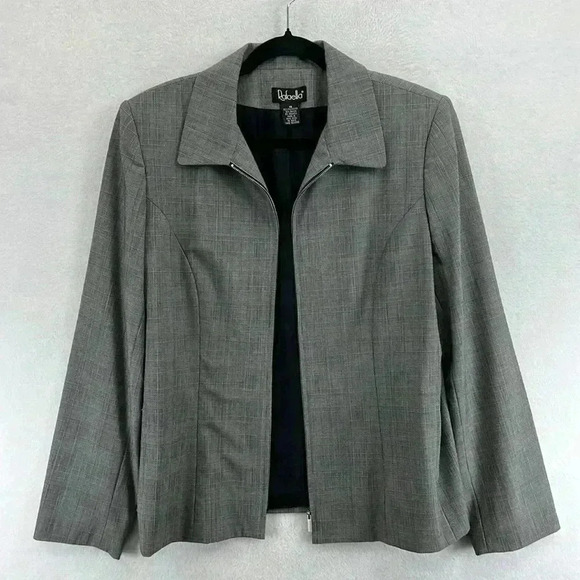 Rafaella Women’s Suit Jacket Size 14 Subtle Black/White Plaid Poly/Rayon/Spandex - Picture 4 of 10
